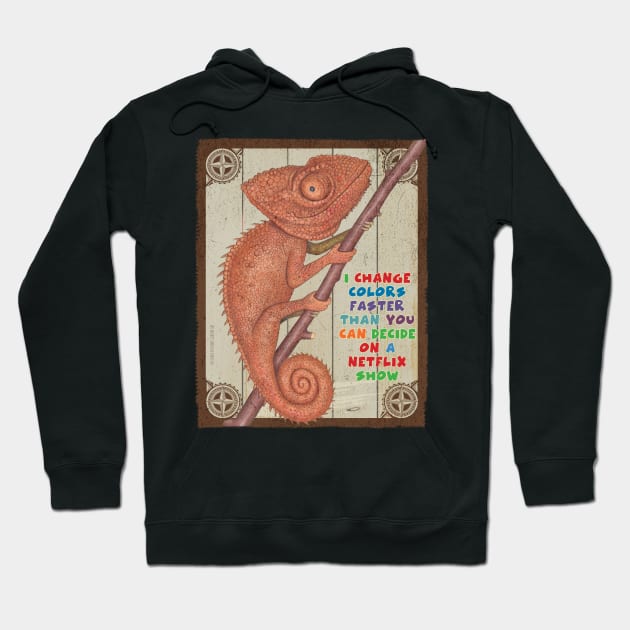 Cute Funny Chameleon Lizard Hoodie by Danny Gordon Art